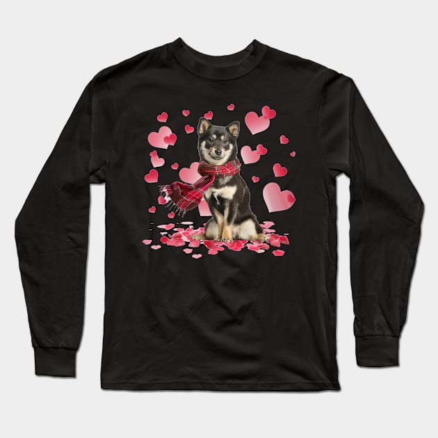 Shiba Inu Hearts Love Happy Valentine's Day Long Sleeve T-Shirt by cyberpunk art